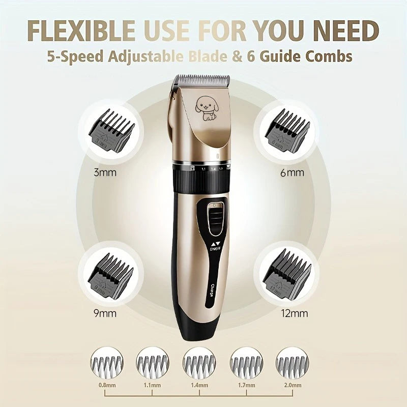 Electric Pet Hair Trimmer – Precision Cordless Clippers – Rechargeable 8 Hr Charge – 110–240 V – Dogs & Cats