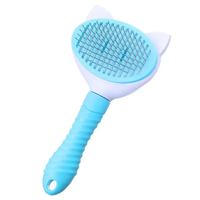 Self‑Cleaning Pet Grooming Brush – Shedding Hair Remover – Plastic Comb & Glove – Dogs & Cats