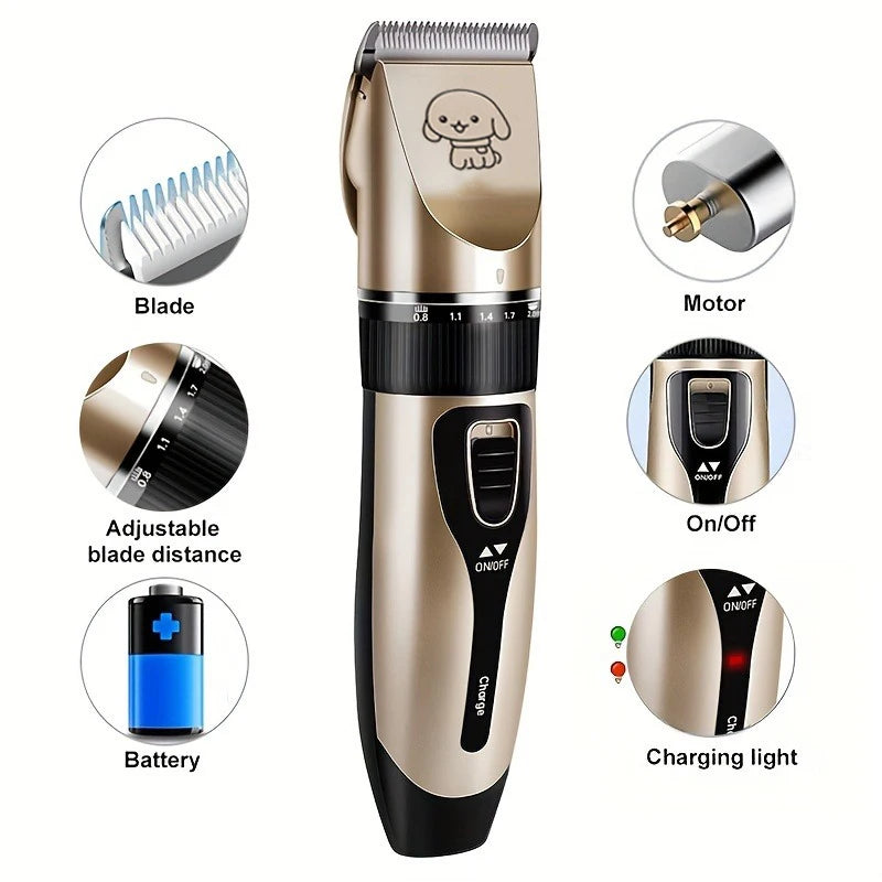 Electric Pet Hair Trimmer – Precision Cordless Clippers – Rechargeable 8 Hr Charge – 110–240 V – Dogs & Cats