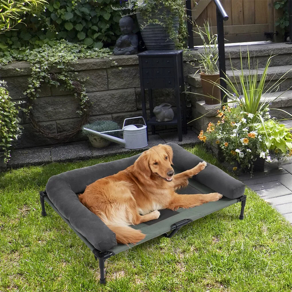 Elevated Dog Bed – All‑Season Cooling & Warming – Polyester Mesh & Plush Fabric – L/XL/2XL – Dogs