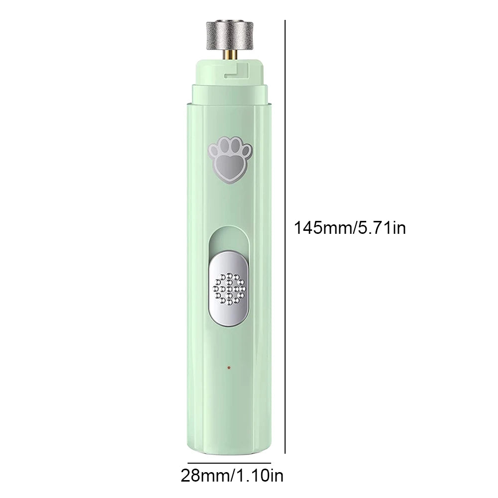 Electric Pet Nail Grinder – Quiet 2‑Speed Trimming – Diamond Grinding Wheel with LED Light – 500 mAh USB Rechargeable – Cats & Dogs