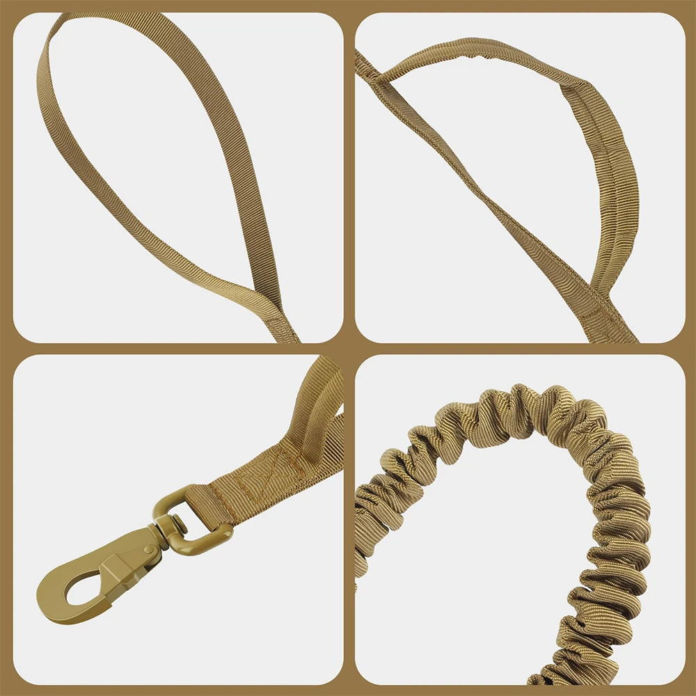 Tactical Dog Leash – Shock‑Absorbing Bungee – Premium Nylon – Adjustable 41 – 57 in – Medium & Small Dogs