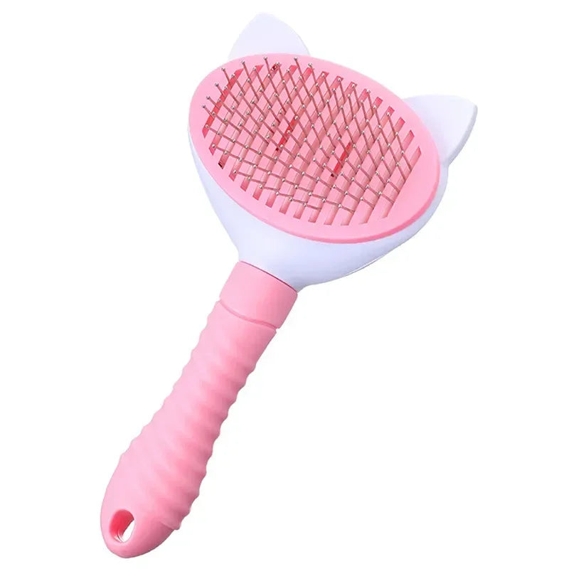 Self‑Cleaning Pet Grooming Brush – Shedding Hair Remover – Plastic Comb & Glove – Dogs & Cats
