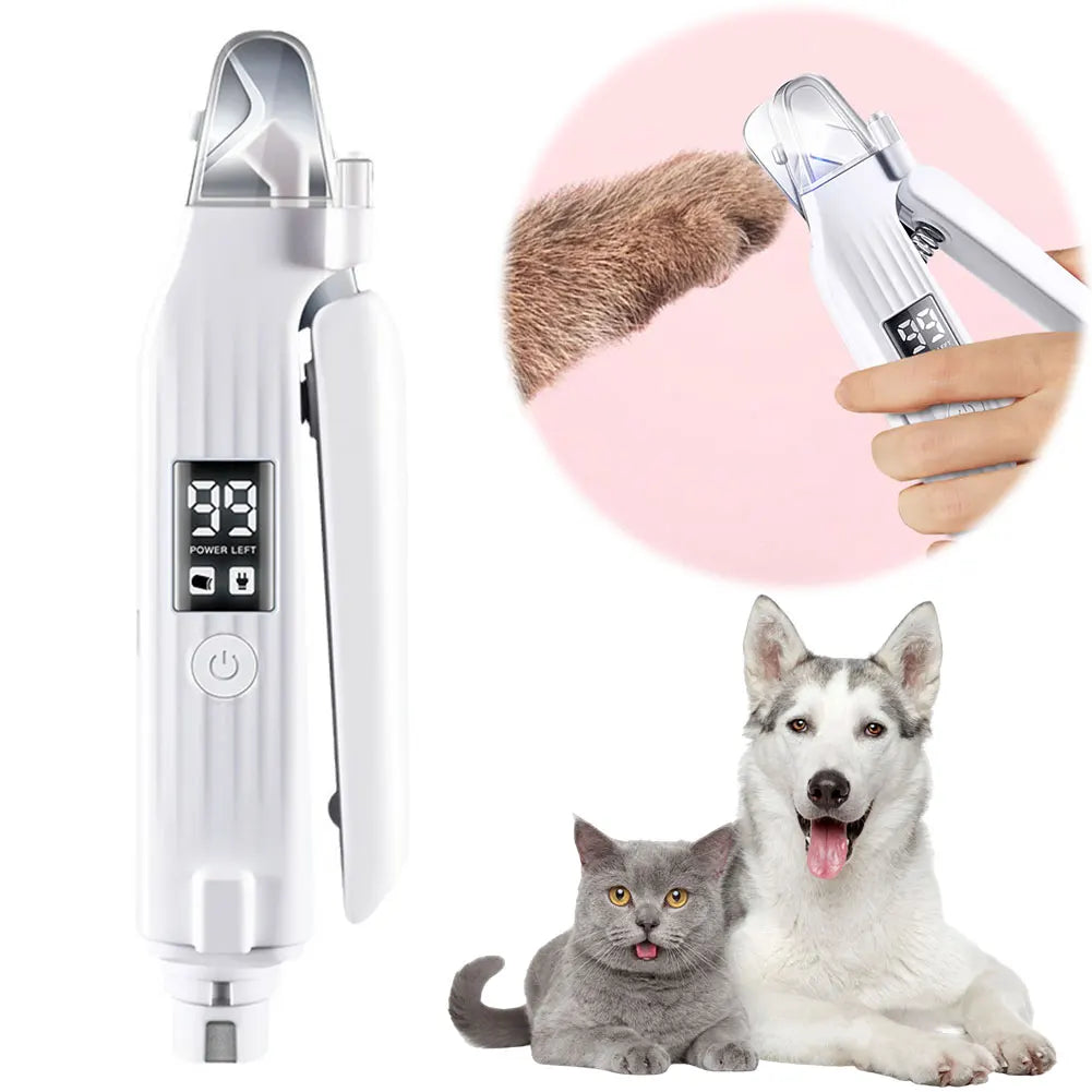 Electric Pet Nail Trimmer & Grinder – Quiet Low‑Vibration Grooming – LED‑Lit Diamond Grinder – 6.81″ – Cats & Dogs