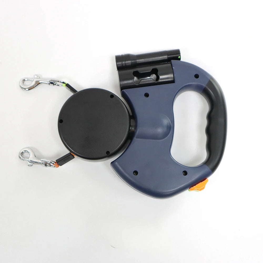 Retractable Double Dog Leash – Two‑Dog Hands‑Free Walking – ABS Self‑Retracting – 10 ft Lead – Dogs