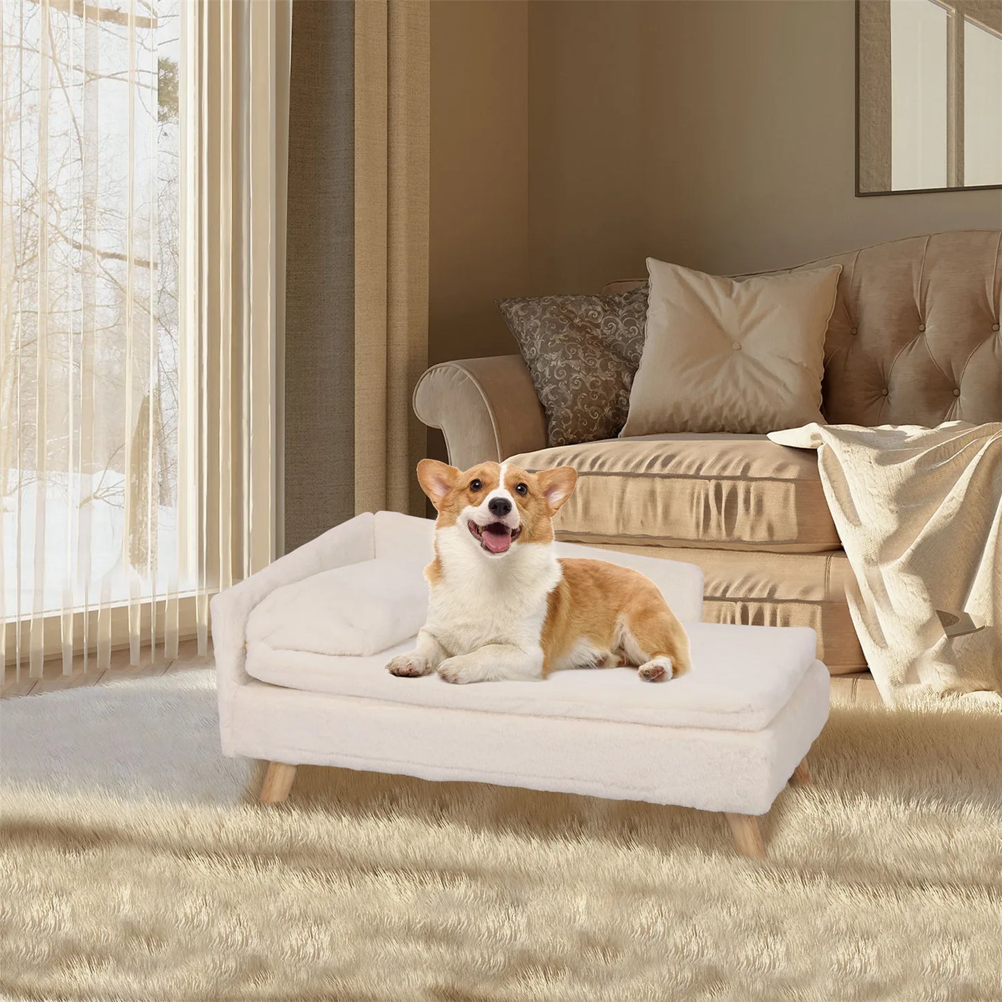 Elevated Pet Sofa Bed – Waterproof Cozy Comfort – Plush Linter Cotton & PP Filling – Small & Large – Small Dogs & Kittens