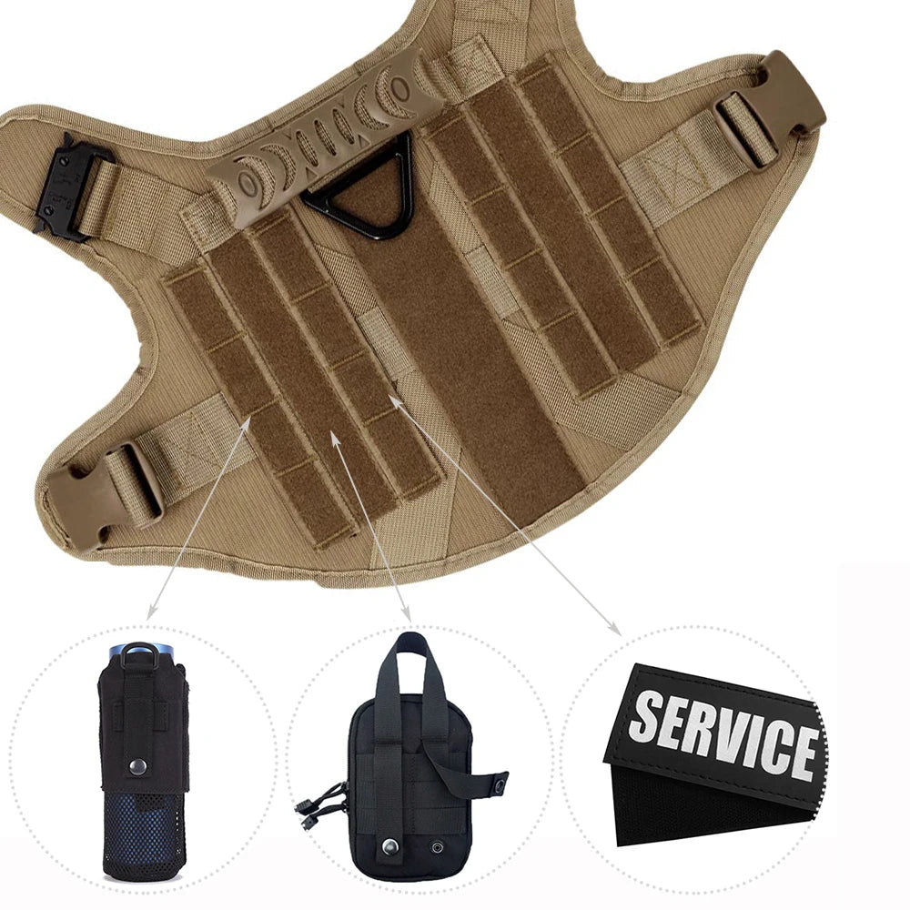 Dog Training Vest Harness & Leash Set – Adjustable No‑Pull Quick‑Release – 1050D Nylon Tactical Molle – S–XL – Medium & Large Dogs