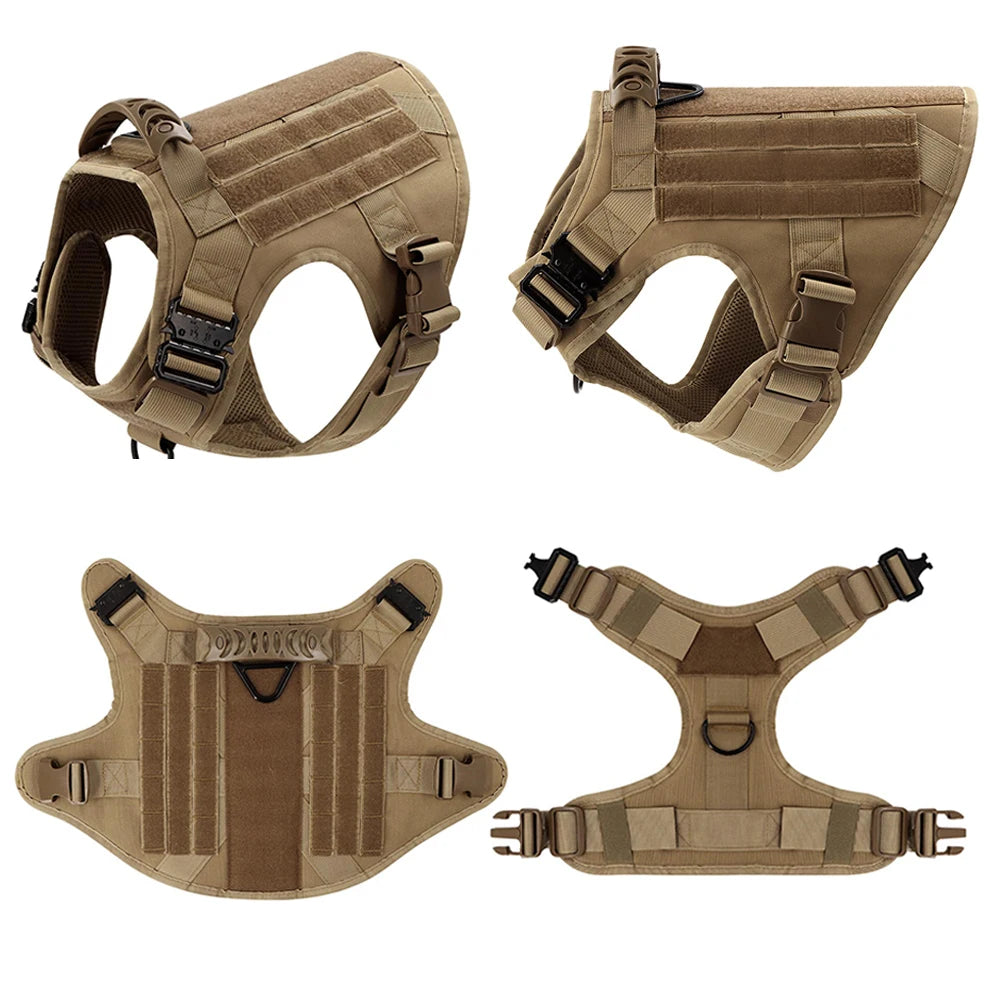 Dog Training Vest Harness & Leash Set – Adjustable No‑Pull Quick‑Release – 1050D Nylon Tactical Molle – S–XL – Medium & Large Dogs