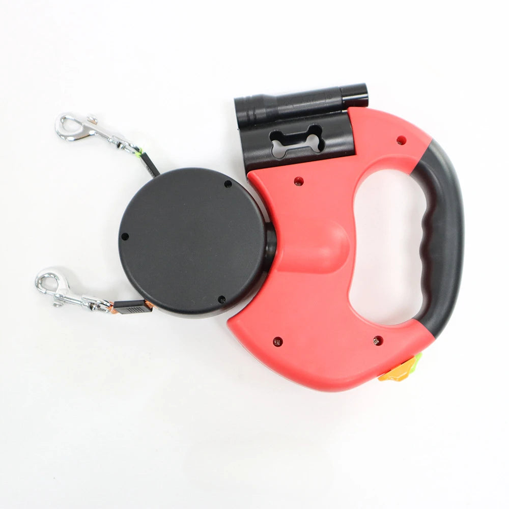 Retractable Double Dog Leash – Two‑Dog Hands‑Free Walking – ABS Self‑Retracting – 10 ft Lead – Dogs