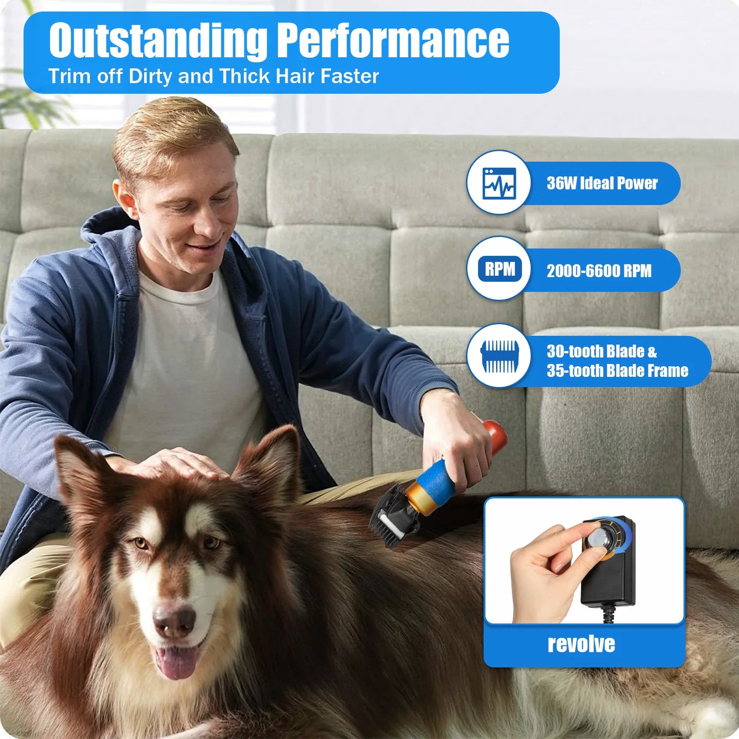 Electric Animal Clipper – Quiet 36 W AC Shearing Shaver – Wood & Aluminum Alloy – AC 100–240 V – Sheep, Goats, Dogs & Rabbits