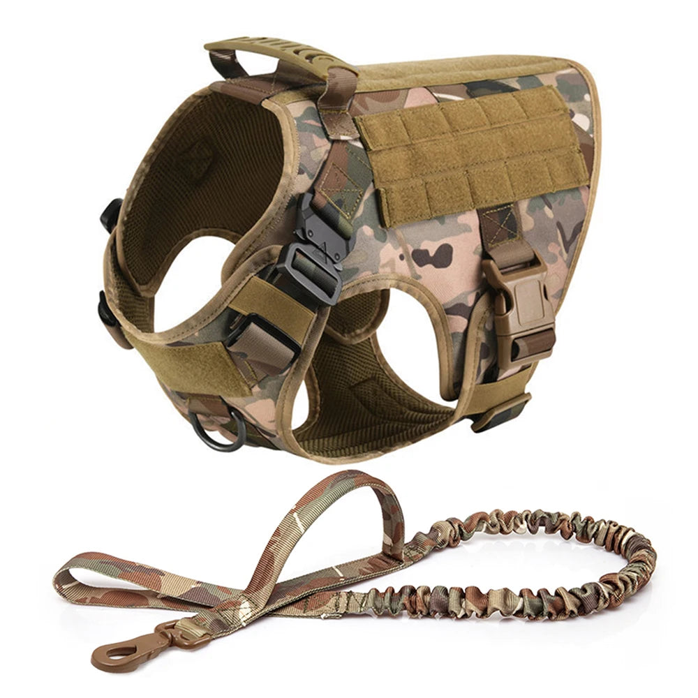 Dog Training Vest Harness & Leash Set – Adjustable No‑Pull Quick‑Release – 1050D Nylon Tactical Molle – S–XL – Medium & Large Dogs