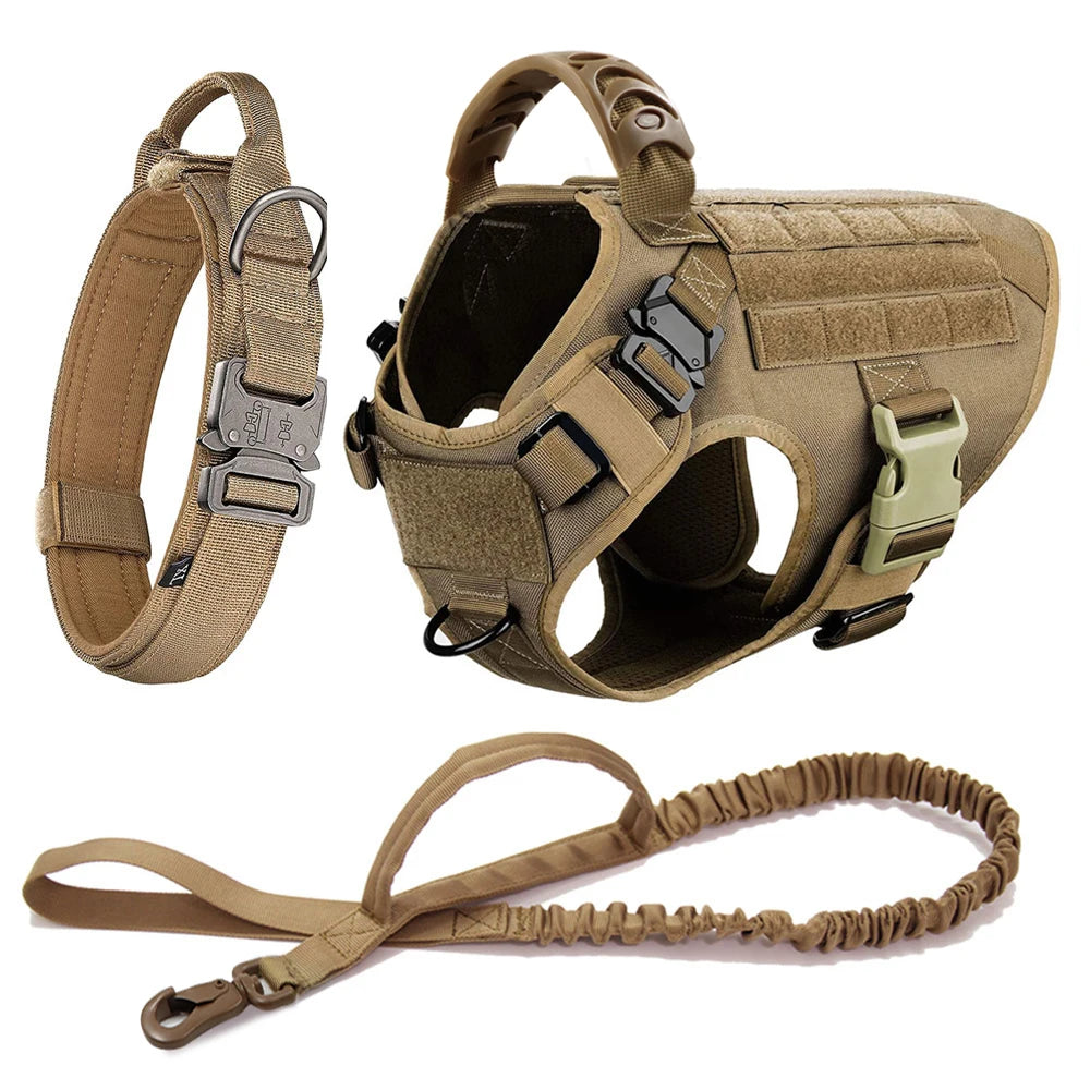 Dog Training Vest Harness & Leash Set – Adjustable No‑Pull Quick‑Release – 1050D Nylon Tactical Molle – S–XL – Medium & Large Dogs
