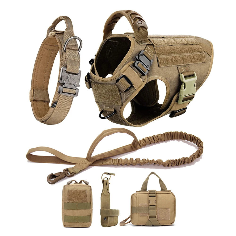 Dog Training Vest Harness & Leash Set – Adjustable No‑Pull Quick‑Release – 1050D Nylon Tactical Molle – S–XL – Medium & Large Dogs