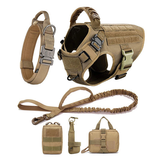 Dog Training Vest Harness & Leash Set – Adjustable No‑Pull Quick‑Release – 1050D Nylon Tactical Molle – S–XL – Medium & Large Dogs