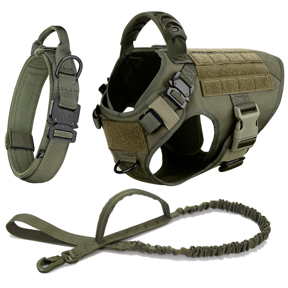 Dog Training Vest Harness & Leash Set – Adjustable No‑Pull Quick‑Release – 1050D Nylon Tactical Molle – S–XL – Medium & Large Dogs