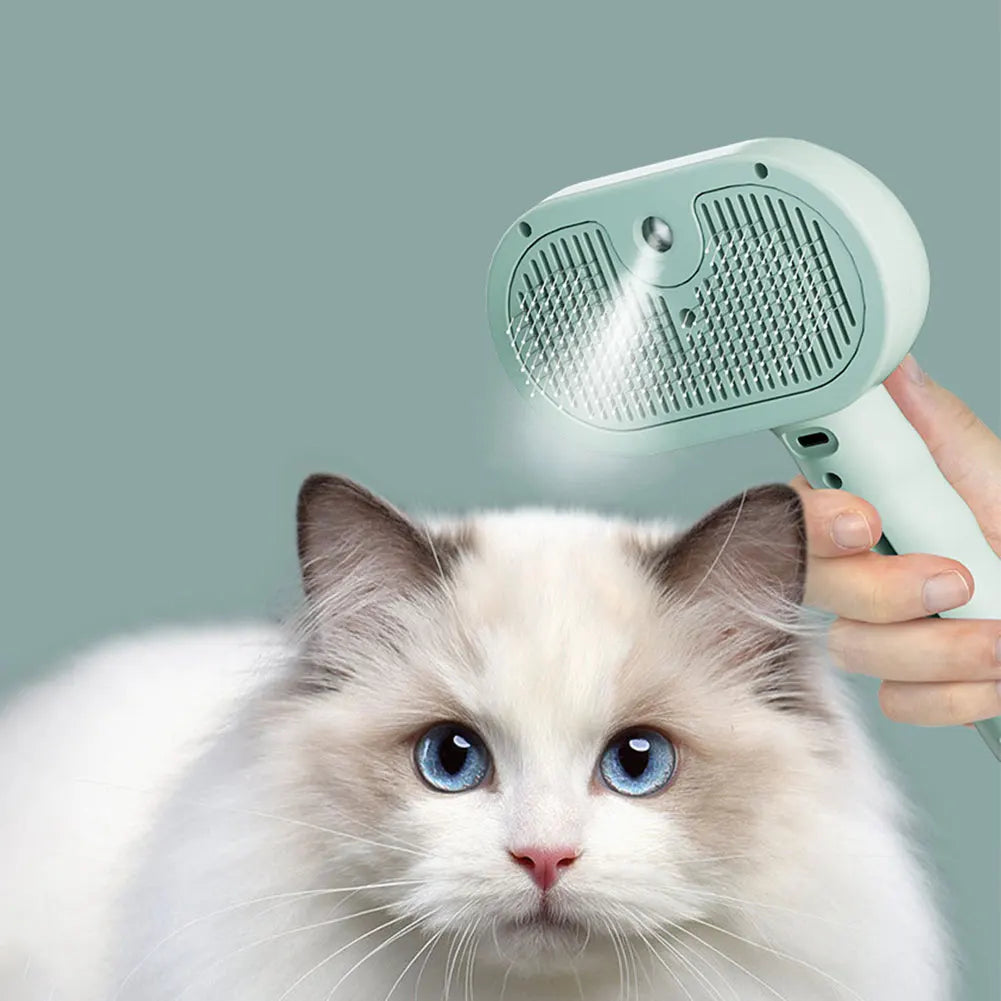 3‑in‑1 Steam Pet Grooming Brush – Static Reduction & Deshedding – ABS & Stainless Steel – 7.87″×4.53″×2.76″ – Cats, Dogs & Small Animals
