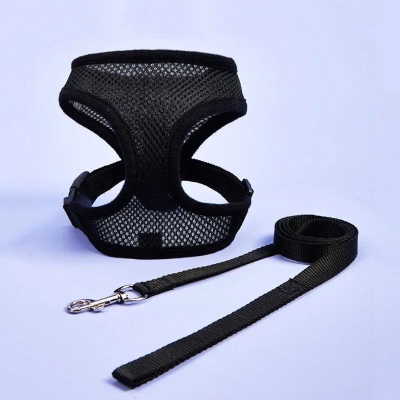 Pet Harness & Leash Set – Quick‑Release Adjustable Polyester Mesh – Breathable S/M/L Vest – Cats & Small Dogs