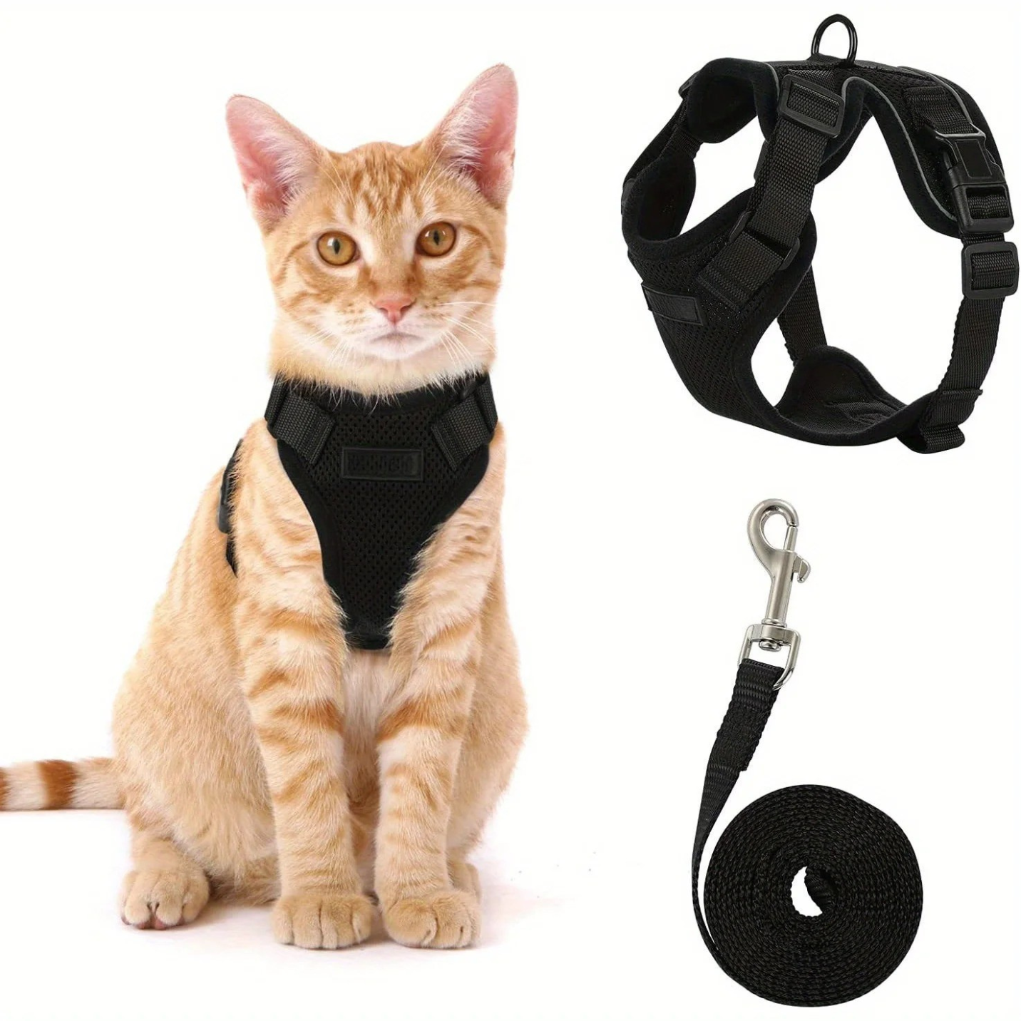Cat Harness Vest – Adjustable No‑Pull Chest Carrier – Breathable Mesh Nylon – S–3XL – Cats