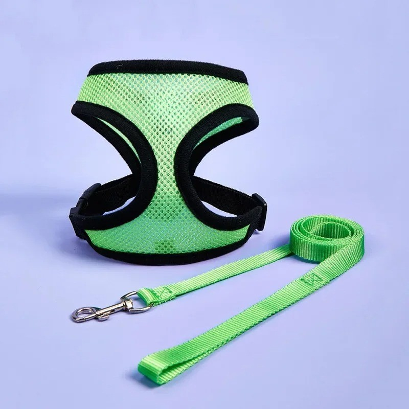 Pet Harness & Leash Set – Quick‑Release Adjustable Polyester Mesh – Breathable S/M/L Vest – Cats & Small Dogs