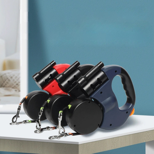 Retractable Double Dog Leash – Two‑Dog Hands‑Free Walking – ABS Self‑Retracting – 10 ft Lead – Dogs