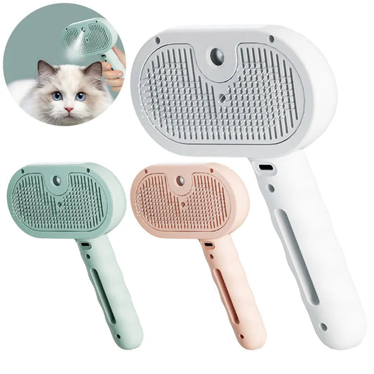 3‑in‑1 Steam Pet Grooming Brush – Static Reduction & Deshedding – ABS & Stainless Steel – 7.87″×4.53″×2.76″ – Cats, Dogs & Small Animals