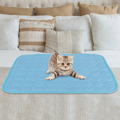 Pet Cooling Mat – Self-Cooling Ice Silk Comfort – Breathable Mesh & Cotton Core – 23.6×19.7″ Blue – Dogs & Cats