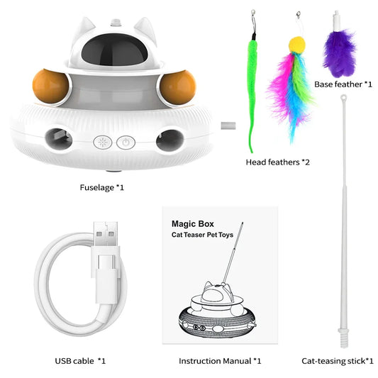 Interactive Cat Toy – 4‑in‑1 Multi‑Mode Play – USB Rechargeable ABS Plastic – 7.8″×5.2″ – Indoor Cats