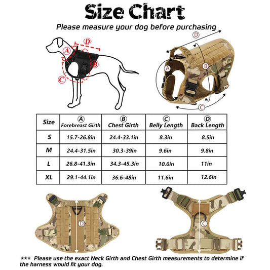Dog Training Vest Harness & Leash Set – Adjustable No‑Pull Quick‑Release – 1050D Nylon Tactical Molle – S–XL – Medium & Large Dogs