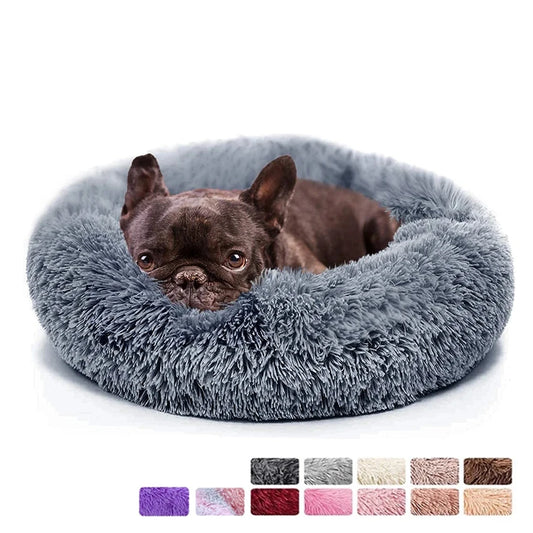 Donut Plush Pet Bed – Calming Cozy Cushion – Waterproof 100% Cotton Plush – Multiple Sizes 40–100 cm – Dogs & Cats