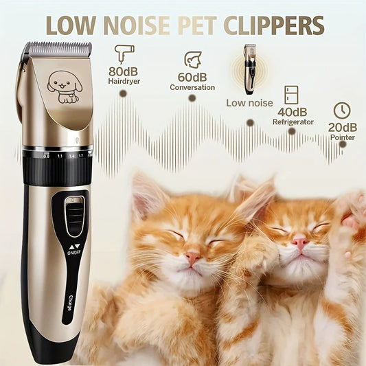 Electric Pet Hair Trimmer – Precision Cordless Clippers – Rechargeable 8 Hr Charge – 110–240 V – Dogs & Cats
