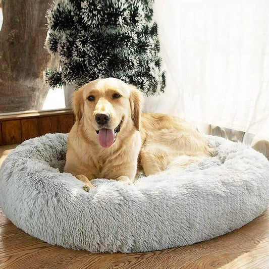 Donut Plush Pet Bed – Calming Cozy Cushion – Waterproof 100% Cotton Plush – Multiple Sizes 40–100 cm – Dogs & Cats