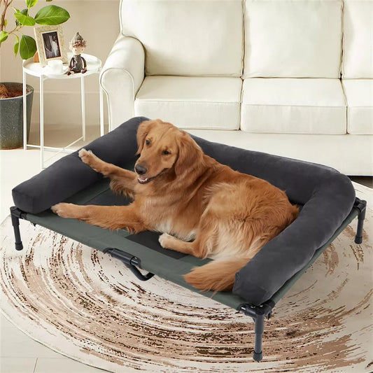Elevated Dog Bed – All‑Season Cooling & Warming – Polyester Mesh & Plush Fabric – L/XL/2XL – Dogs