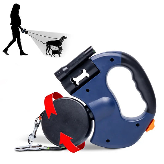 Retractable Double Dog Leash – Two‑Dog Hands‑Free Walking – ABS Self‑Retracting – 10 ft Lead – Dogs