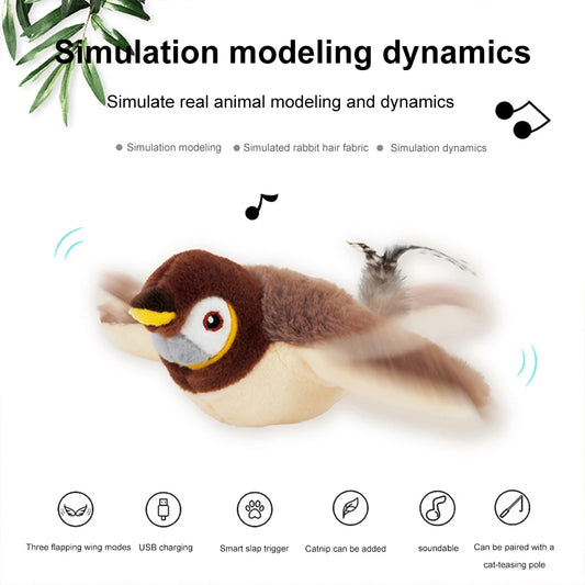 Interactive Cat Toy – Engaging Flapping Wings & Chirping – USB Rechargeable Catnip Bird – 9.06″×7.09″×4.72″ – Indoor Cats