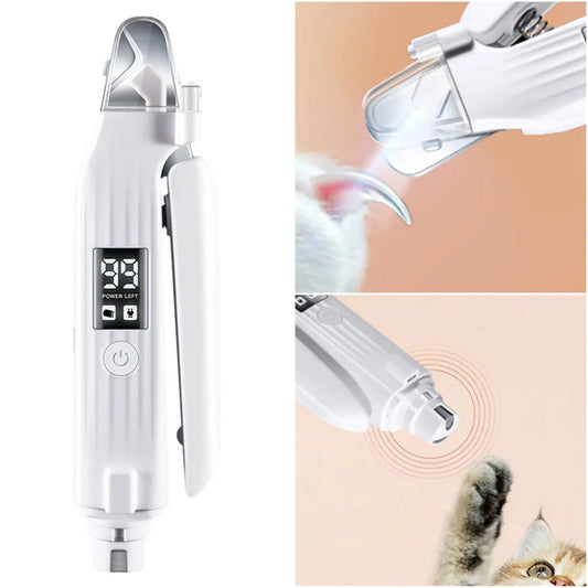 Electric Pet Nail Trimmer & Grinder – Quiet Low‑Vibration Grooming – LED‑Lit Diamond Grinder – 6.81″ – Cats & Dogs