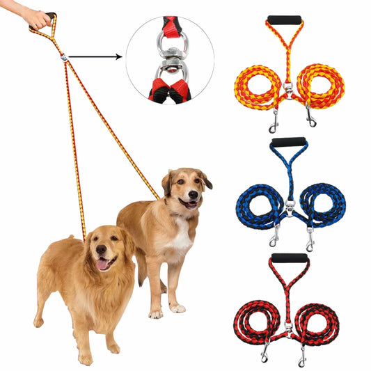 Double Dog Walking Leash – Tangle‑Free 360° Rotation – Durable Nylon – 55″ Length – All‑Stage Dogs