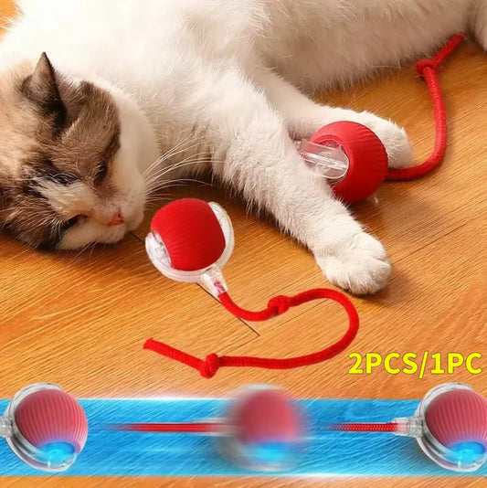 Automatic Rolling Cat Ball – Self‑Rotating Interactive Cat Toy – USB‑Rechargeable Plastic & Silicone – 2.56″ Diameter – Indoor Cats & Kittens