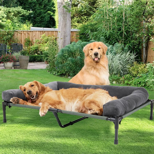 Elevated Dog Bed – All‑Season Cooling & Warming – Polyester Mesh & Plush Fabric – L/XL/2XL – Dogs