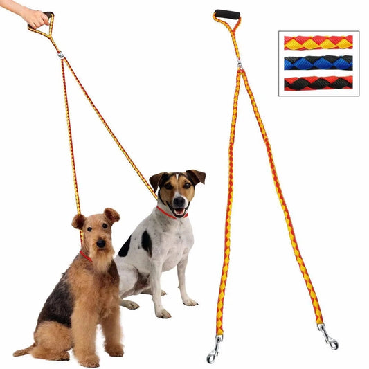 Double Dog Walking Leash – Tangle‑Free 360° Rotation – Durable Nylon – 55″ Length – All‑Stage Dogs