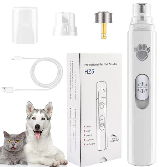 Electric Pet Nail Grinder - Painless Low‑Vibration Trimming - Diamond Polisher Wheel - 500 mAh USB Rechargeable - Cats & Dogs