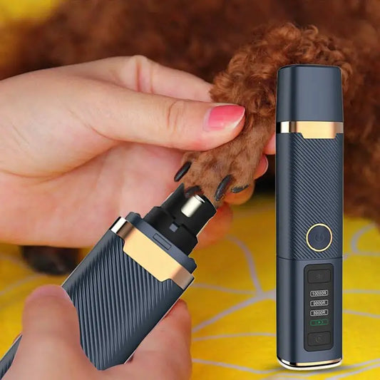 Electric Dog Nail File & Trimmer – Quiet Rechargeable Nail Grinder – 3‑Speed Stainless Steel – 6.5″×1.6″ – Cats & Dogs