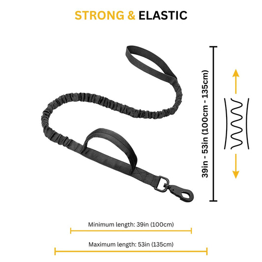 Tactical Dog Leash – Shock‑Absorbing Bungee – Premium Nylon – Adjustable 41 – 57 in – Medium & Small Dogs