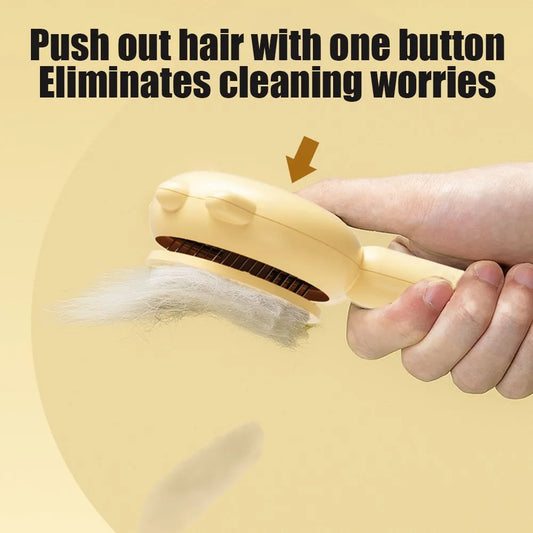 Self‑Cleaning Slicker Brush – Deshedding & Massage – Stainless Steel Bristles – Cats & Dogs