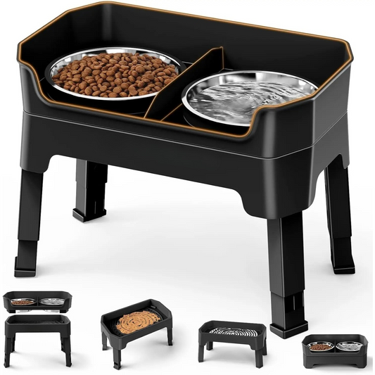 3‑in‑1 Elevated Slow Feeder Dog Bowl – Mess‑Proof – Stainless Steel – 1.6 L – Medium & Large Dogs